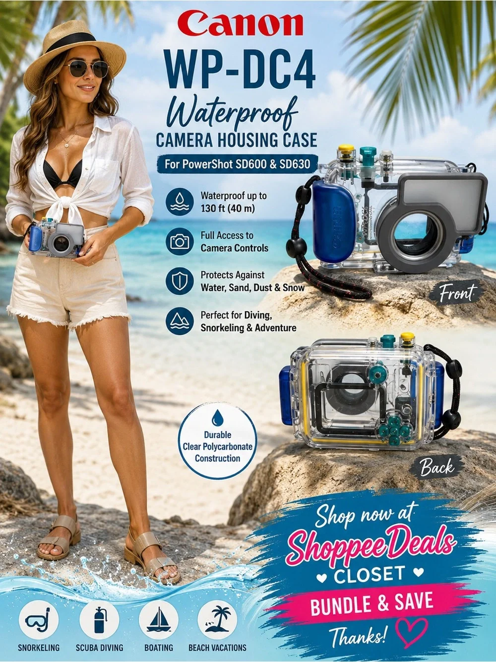 Canon WP-DC4 Waterproof Camera Housing Case for PowerShot SD600 & SD630